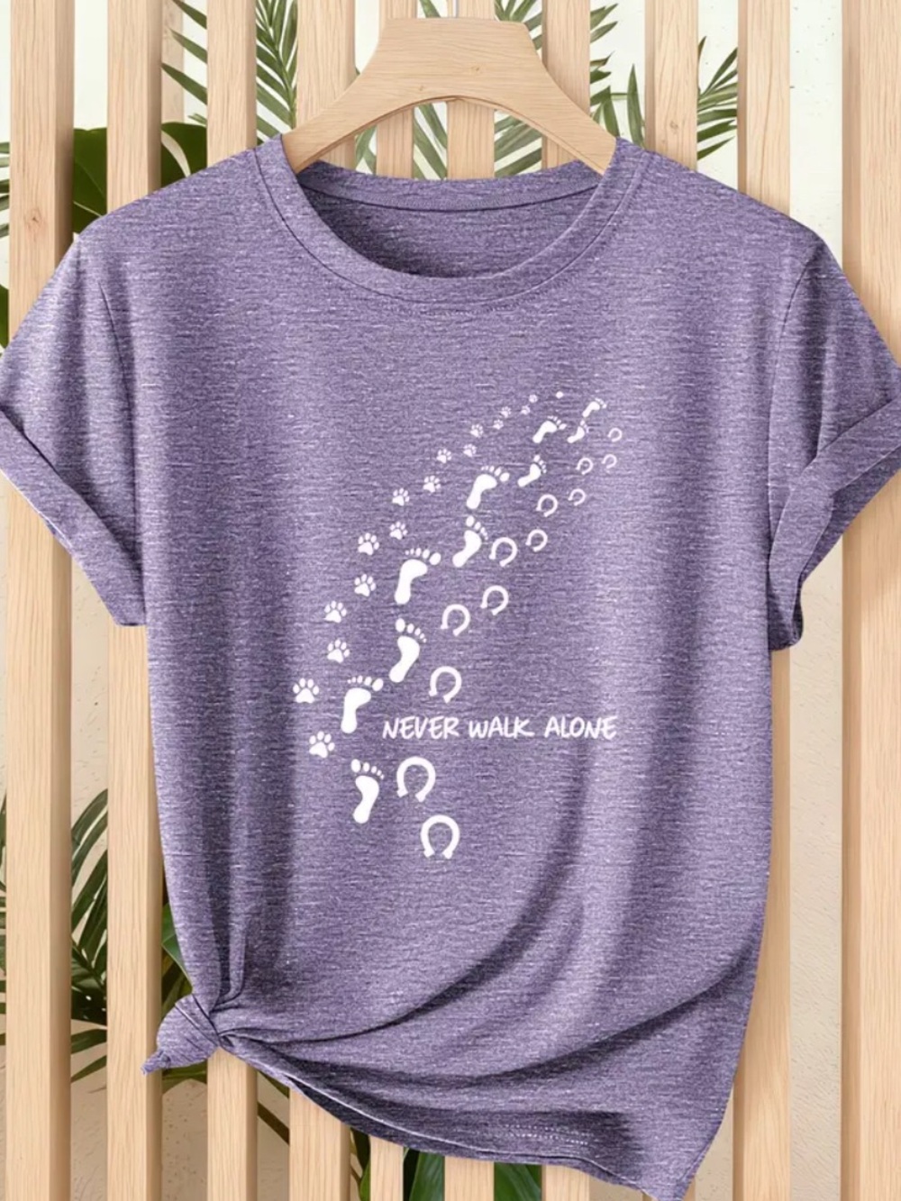 Animal Lovers Never Walk Alone Heathered Purple Short Sleeve Tee Shirt